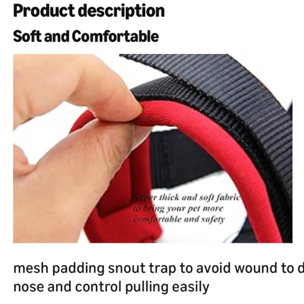 Big Smile Paw Red & Black Dog Head Muzzle – Comfortable No-Pull Training